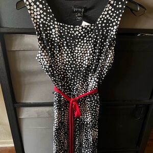 Enfocus Studio Black and White Dress with Red Belt
